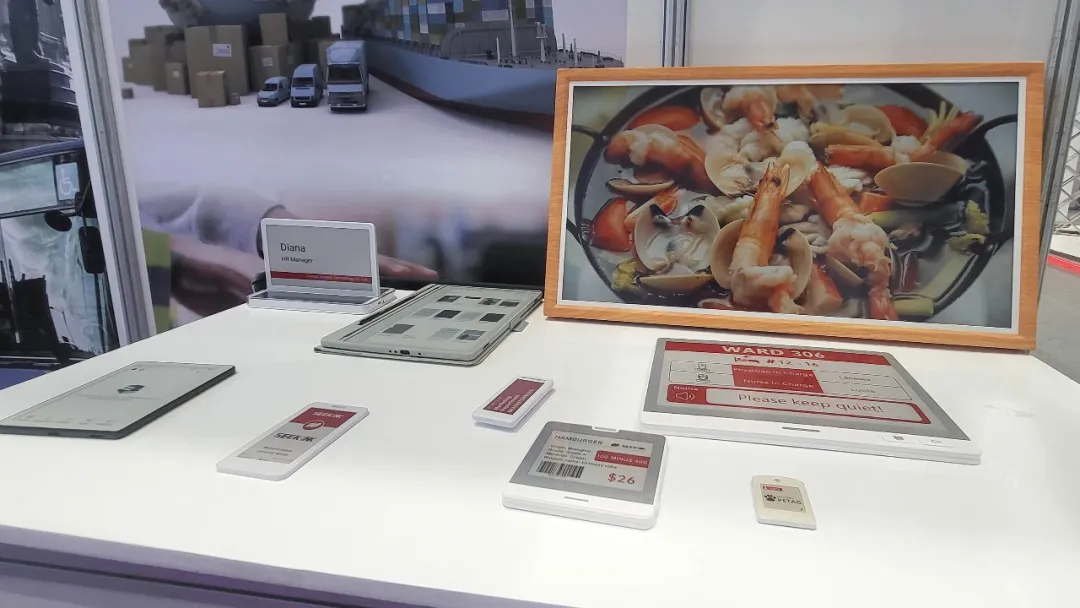 E ink display samples on BOOTH No. D2 of SEEKINK at Digital Transformation Expo 2024 Indonesia